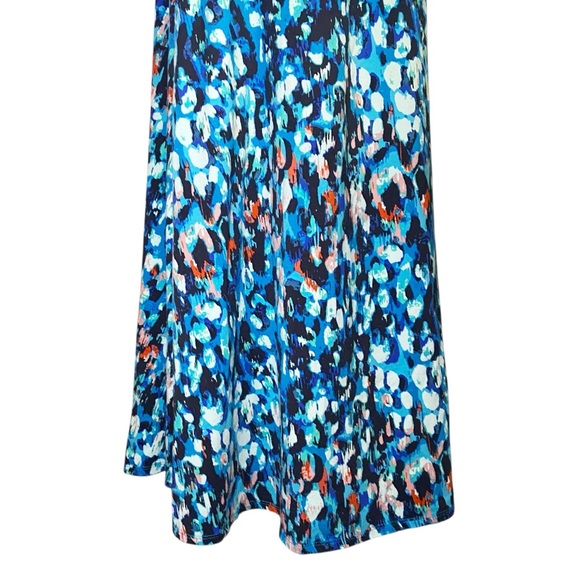 Soft Surroundings Blue Abstract Patterned Long Sleeve Maxi Dress - Picture 6 of 14